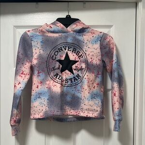 Converse Kids Cropped Tie-Dye Hoodie - Pink, Blue & Purple